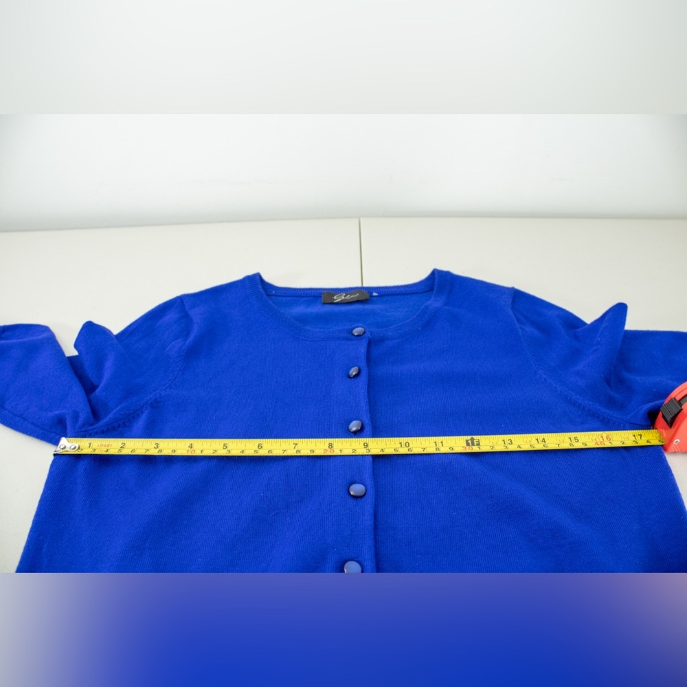 Cyrus Vibrant Blue Button-Up 3/4 Sleeve Cardigan Soft Women’s Top Size Small - Picture 8 of 11
